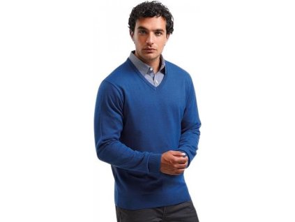 Pánský pletený svetr s výstřihem do véčka (Barva černá, Velikost 3XL)