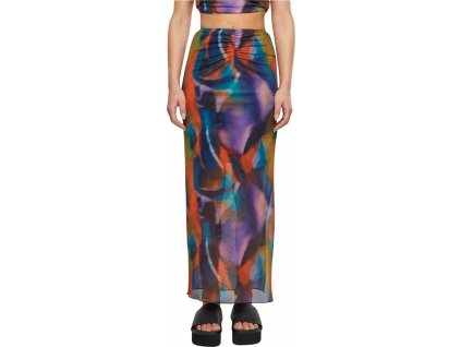 Síťovaná sukně Urban Classics s celoplošným barevným potiskem (Barva multicolorreflection, Velikost L)