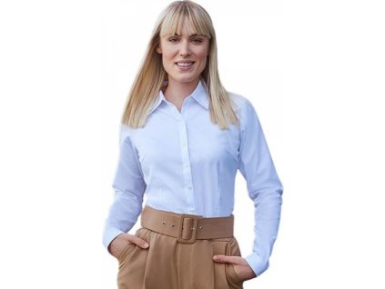 Dámská košile s dlouhým rukávem a projmutým pasem (Barva modrá světlá, Velikost XXL (44))