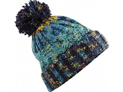Barevná pletená čepice s bambulí a copánkovým vzorem Beechfield