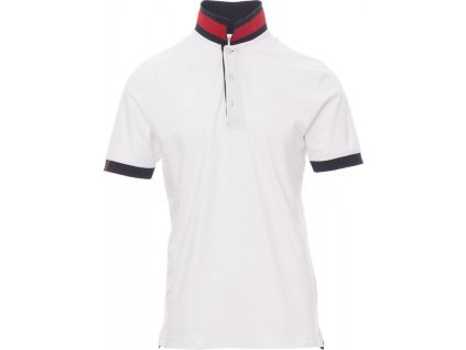 Polokošile Memephis s kontrastním límečkem na rubu (Velikost S, Barva bílá - červená - modrá)