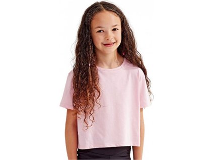 Volné dívčí crop top boxy tričko (Velikost 5/6, Barva Black)