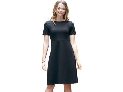 Šaty ve střední délce a s krátkými rukávky (Velikost 36, Barva černá)