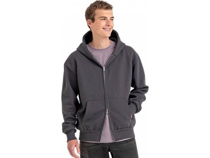 Těžká oversize mikina s dvoucestným zipem a trojdílnou kapucí 440 g/m (Velikost XS, Barva černá)