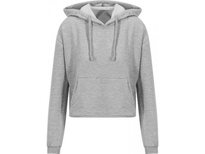 Dámská crop top mikina se spadlými rameny (Velikost XS, Barva šedá melír)