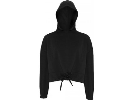 Dámská zkrácená oversize mikina se spadlými rameny (Velikost XXS, Barva černá)