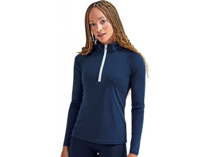 Dámské funkční tričko s dlouhým rukávem a ¼ zipem (Velikost XS, Barva černá - bílá)