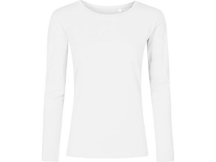Lehké elastické dámské tričko z česané bavlny s dlouhým rukávem (Velikost XS, Barva bílá)