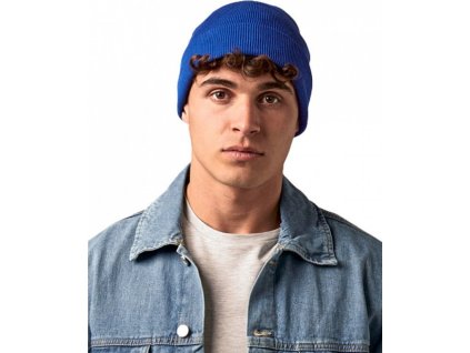 Pletená bavlněná čepice z organické bavlny s ohrnutým lemem (Barva černá)