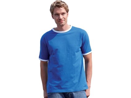 Pánské tričko Flag-T s kontrastními lemy, 165 g/m (Barva modrá - bílá, Velikost 3XL)