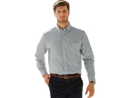 Pánská košile Oxford dlouhý rukáv, 70% bavlna 30% polyester (Velikost S, Barva černá)