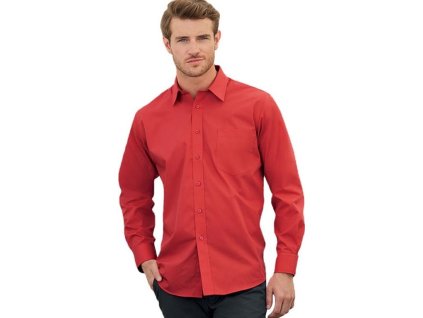 Pánská košile Poplin dlouhý rukáv Fruit of the Loom, 55% bavlna (Velikost S, Barva černá)