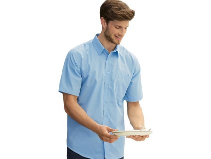 Pánská košile Poplin krátký rukáv, 55% bavlna 45% polyester (Velikost S, Barva černá)