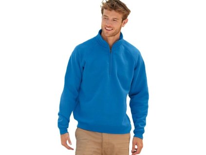 Pánská premium mikina s krátkým zipem u krku 70% bavlny (Barva černá, Velikost 3XL)