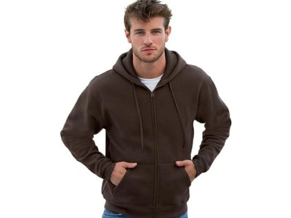 Pánská mikina s kapucí a zipem, 70% bavlna (Barva černá, Velikost 3XL)