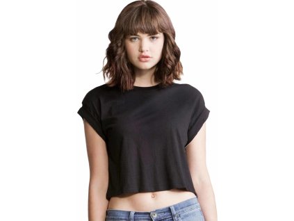 Organické tričko do pasu Crop Top (Velikost S, Barva černá)