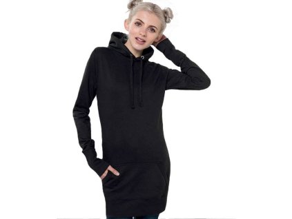 Prodloužená dívčí klokánka s kapucí Just Hoods (Barva šedá melír, Velikost L)