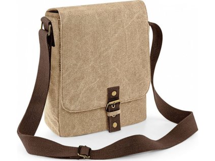Plátěná vintage taška pro tablet Quadra 5 l, 23 x 28 x 7 cm (Velikost 23 x 28 x 7 cm, Barva písková)