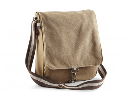 PLÁTĚNÁ VINTAGE BRAŠNA MESSENGER S PŘEZKOU QUADRA sahara