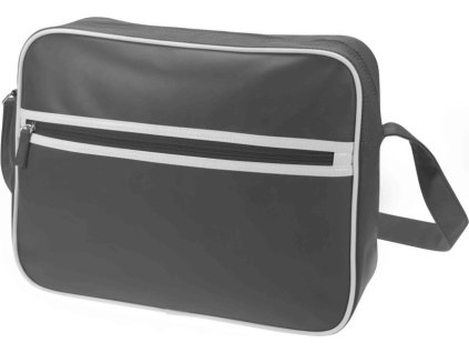 Retro brašna s popruhem a bílými pruhy Halfar 12 l (Velikost 38 x 28 x 12 cm, Barva šedá tmavá)