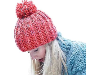 Čepice Aurora Pom Pom s bambulí (Barva modrá nebeská)