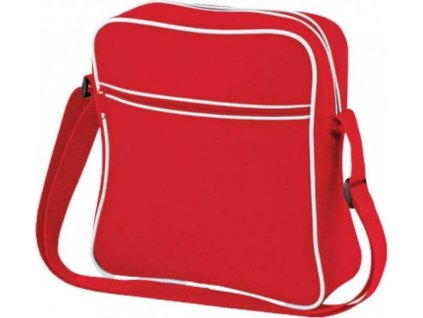 Retro taška přes rameno s barevným proužkem BagBase 7 l (Velikost 28 x 30 x 10 cm, Barva černá - šedá grafitová)