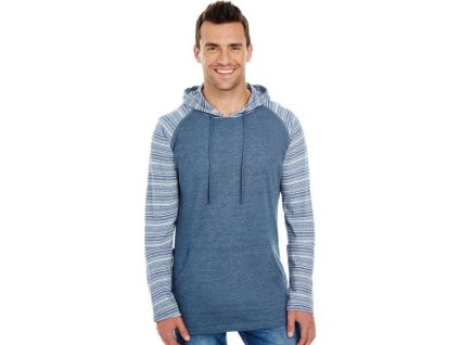Svetr s klokánkou a raglánovými pruhovanými rukávy Burnside (Barva šedá uhlová - šedá uhlová, Velikost 3XL)