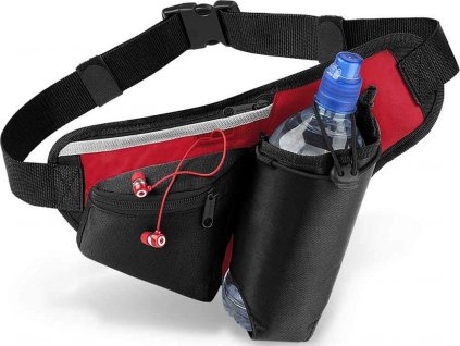 Sportovní ledvinka s držákem na láhev Quadra (Velikost 37 x 19 x 7 cm, Barva černá - modrá výrazná)