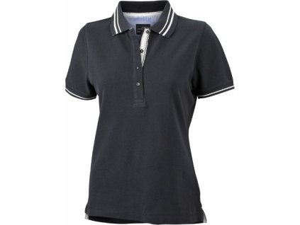 Dámská bavlněná polokošile s proužky na rukávech a límečku (Velikost S, Barva černá - bílá)