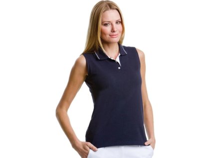 Dámské polo tričko bez rukávů Gamegear (Velikost 34 (XS/8), Barva modrá námořní - bílá)