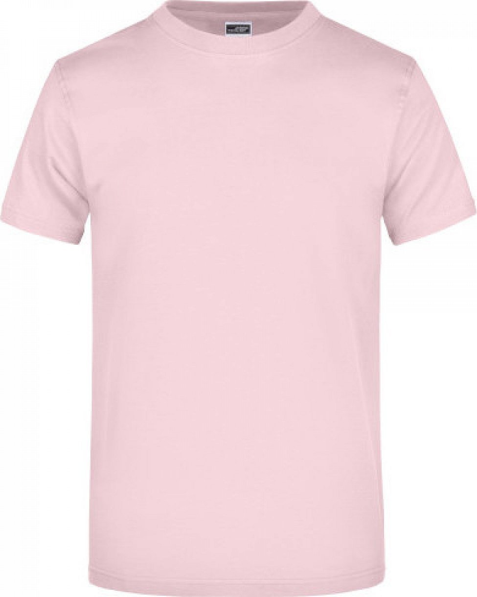 James & Nicholson Pánské základní triko ve vysoké gramáži 180 g/m bez bočních švů Barva: růžová světlá, Velikost: 5XL JN002