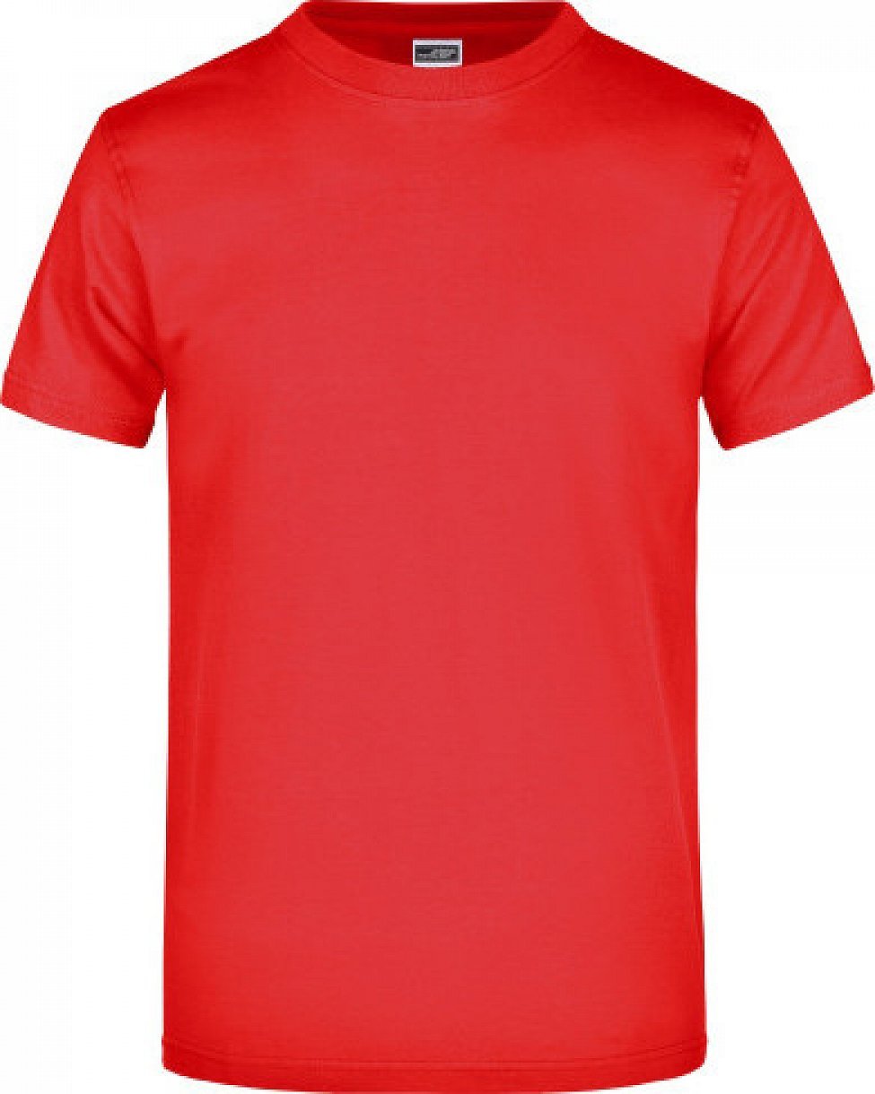 James & Nicholson Pánské základní triko ve vysoké gramáži 180 g/m bez bočních švů Barva: červená rajčatová, Velikost: M JN002