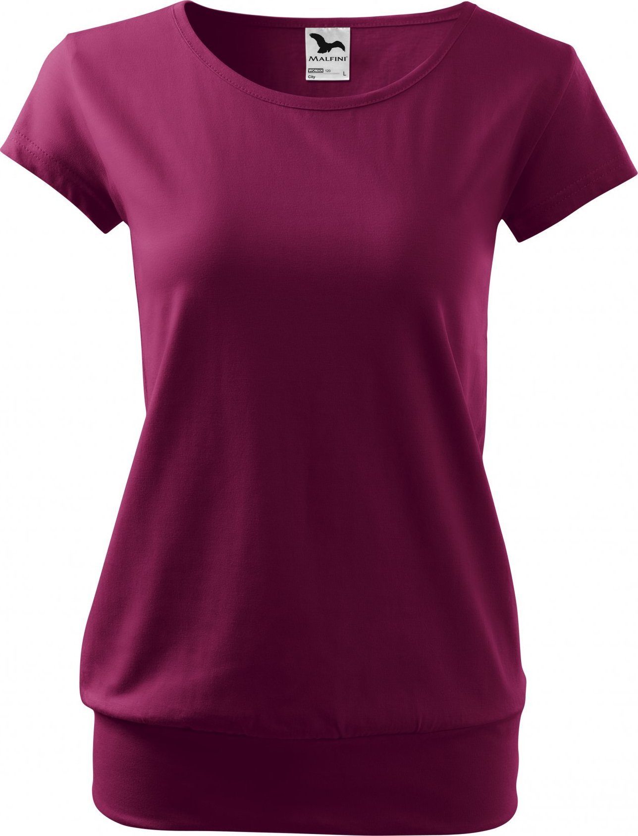 MALFINI® Bavlněné volné módní tričko City s pružným lemem v pase Barva: fuchsiová tmavá, Velikost: M