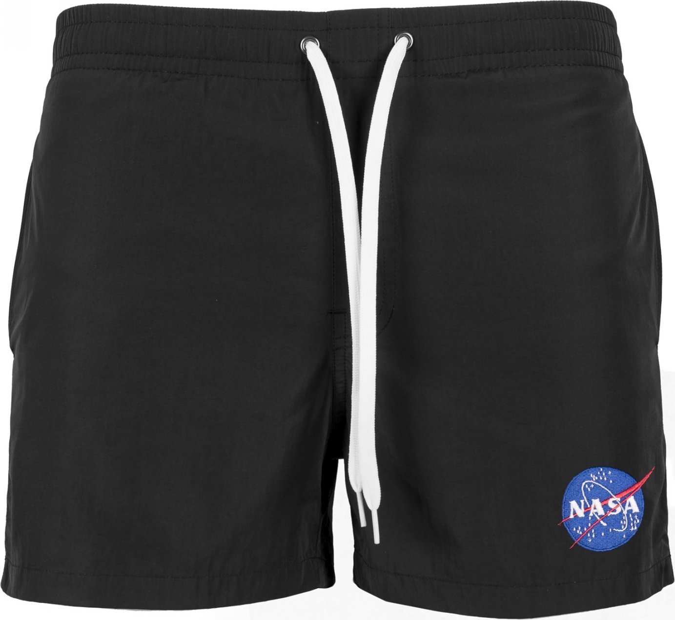 Pánské plavky šortky s logem NASA a zadní kapsičkou na zip Urban Classics Barva: Černá, Velikost: M