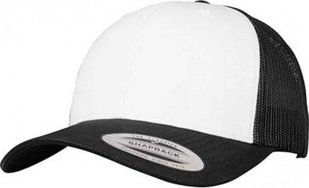 Flexfit Retro Trucker kšiltovka se síťkou a bílým předním panelem Barva: černá - bílá - černá FX6606CF
