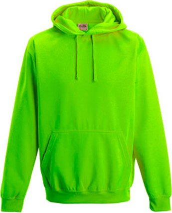Zářivá mikina Just Hoods ve fluorescentních barvách s přední kapsou a kapucí Barva: zelená fluorescentní, Velikost: XL JH004