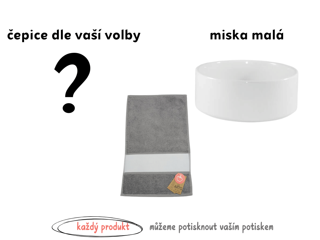 cistytriko Pejskařský set: Pohoda doma i venku Velikost misky: miska malá, objem 650ml, Barva čepice: jiná barva - uvedu v poznámce + vlastní potisk na všechny produkty v ceně