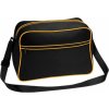 Objemná cestovní / sportovní retro taška přes rameno 18 l (Velikost 40 x 28 x 18 cm, Barva černá - zlatá)