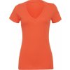 Dámské slim-fit tričko Bella s hlubokým véčkovým výstřihem (Barva červená lesní plody, Velikost L)