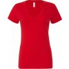 Dámské slim-fit tričko Bella s hlubokým véčkovým výstřihem (Barva červená lesní plody, Velikost L)