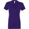 Dámské slim-fit tričko Bella s hlubokým véčkovým výstřihem (Barva červená lesní plody, Velikost L)