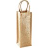 Třpytivá dárková jutová taška na láhev 4 l (Velikost 12 x 35 x 11 cm, Barva Natural Gold)