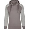 Dámská slim fit mikina Miners Mate s kontrastními rukávy, s kapucí a bez kapes (Velikost XS, Barva černá mikina s melírovými rukávy)