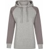 Dámská slim fit mikina Miners Mate s kontrastními rukávy, s kapucí a bez kapes (Velikost XS, Barva černá mikina s melírovými rukávy)