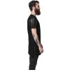 Prodloužené pánské triko Urban Classics s koženkovými rukávy (Velikost L, Barva černá - černá)