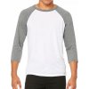 Baseballové unisex triko se 3/4 kontrastními rukávy (Velikost XS, Barva černá - šedý melír)