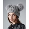 Čepice s manžetou a dvojitou bambulí Pop Pom z umělé kožešiny (Barva černá)
