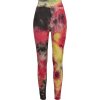 Batikované dámské legíny Urban Classics s vysokým pasem (Barva růžová tmavá - černá, Velikost 3XL)