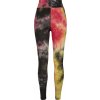 Batikované dámské legíny Urban Classics s vysokým pasem (Barva růžová tmavá - černá, Velikost 3XL)