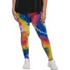 Batikované dámské legíny Urban Classics s vysokým pasem (Barva růžová tmavá - černá, Velikost 3XL)